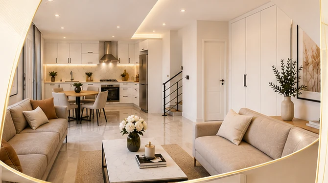 Elite Elize 2 living room and kitchen