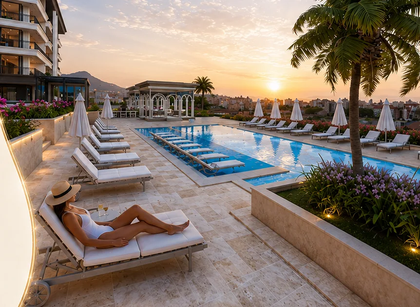 Elite Elize 5 swimming pool and sunset lifestyle