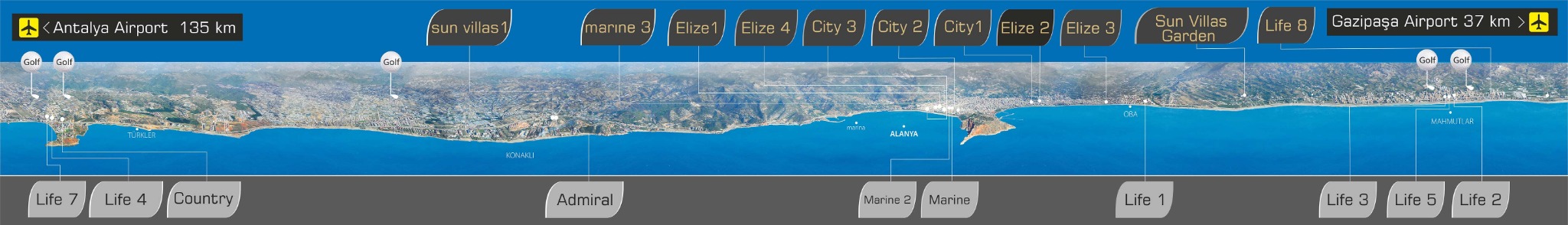 Elite Alanya projects map