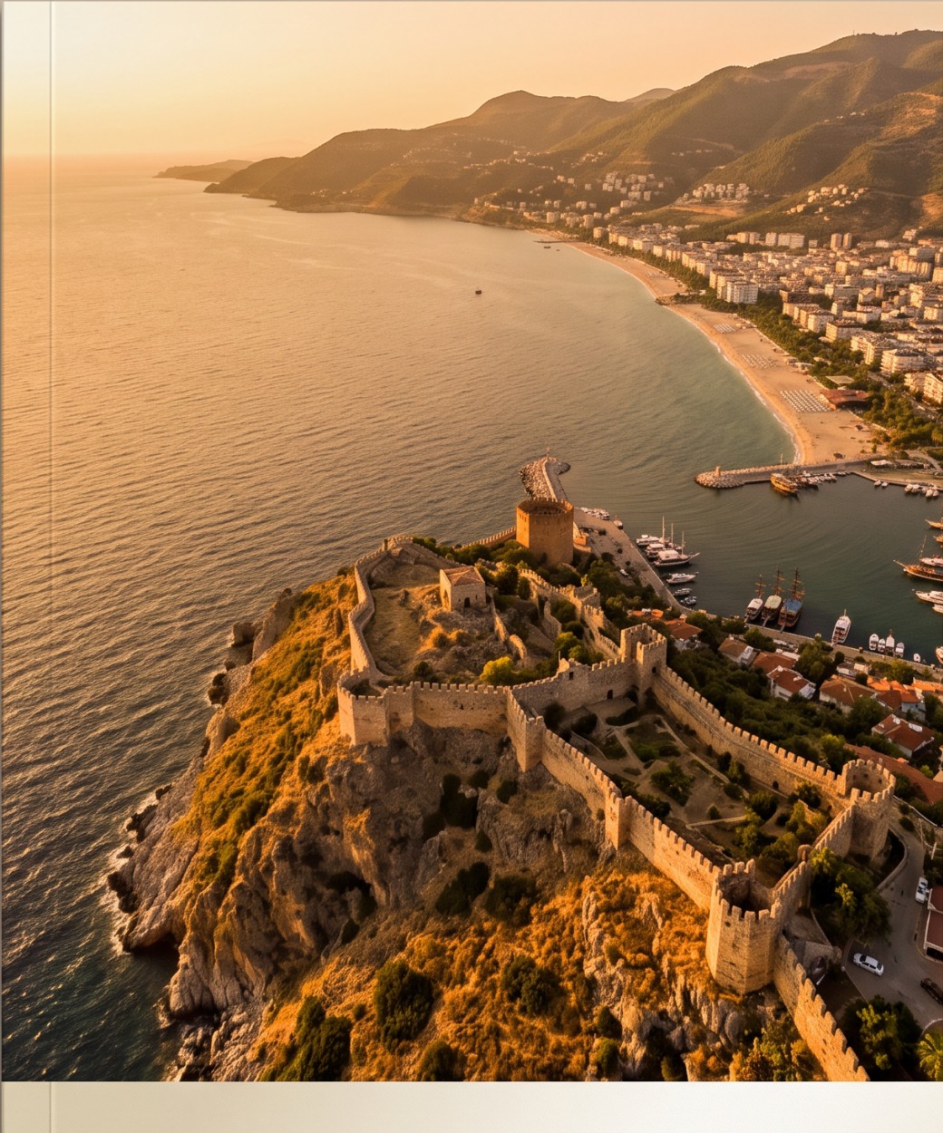 Alanya Kalesi, kıyı şeridi ve Akdeniz manzarası