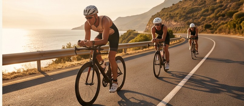 Alanya kıyısında bisiklet ve triatlon