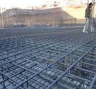 Raft foundation steel reinforcement